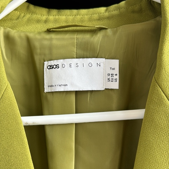 ASOS DESIGN Tall single button 70s suit blazer in moss - Picture 3 of 8